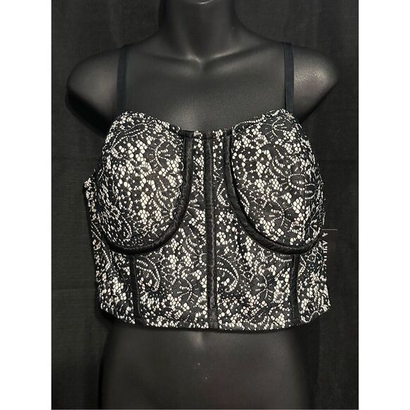 NEW WITH TAGS A’JUMMA BLACK FLORAL LACE BUSTIER CROP‎ TOP PLUS size 1X - Picture 2 of 6